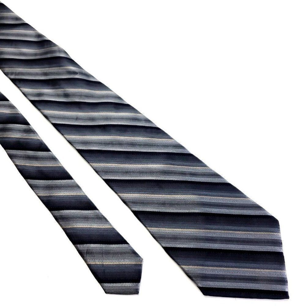Lord Taylor Silk Tie Metropolitan Woven Gray Beige Striped‎